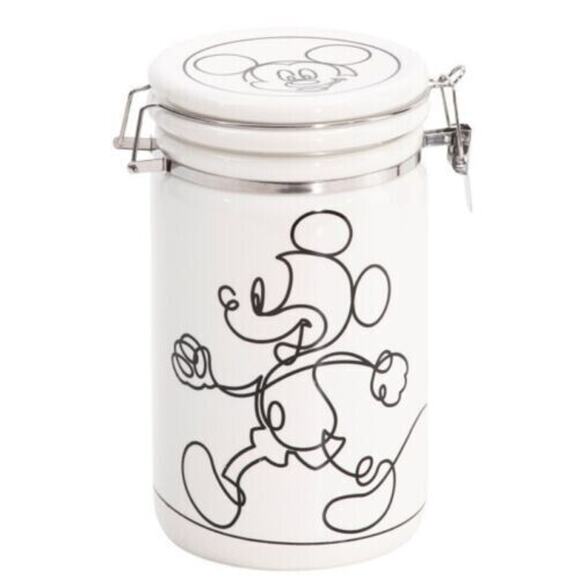 Mickey Mouse 8” Linear Hinge Cookie Jar Canister Container Black White - Picture 1 of 14